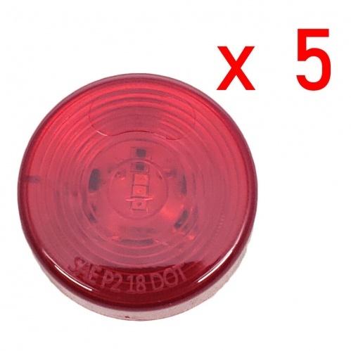 5x Red 2 inch LED Round Truck Trailer Side Marker Clearance Light  Boat 12V